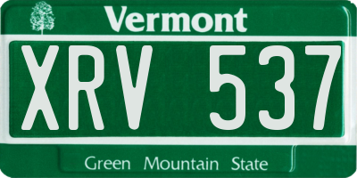 VT license plate XRV537