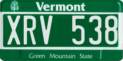 VT license plate XRV538