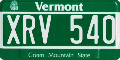 VT license plate XRV540