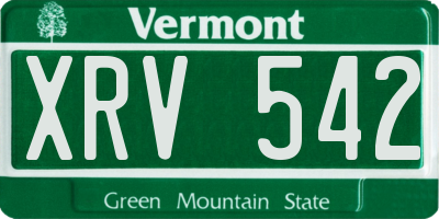 VT license plate XRV542