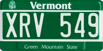 VT license plate XRV549