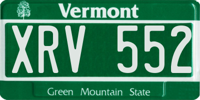 VT license plate XRV552