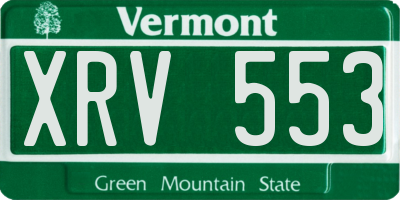 VT license plate XRV553