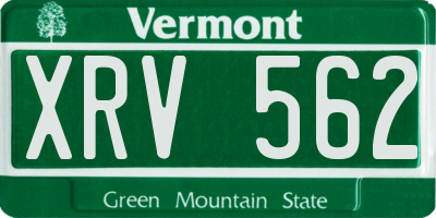 VT license plate XRV562