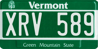 VT license plate XRV589