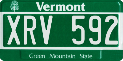 VT license plate XRV592