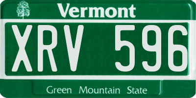 VT license plate XRV596