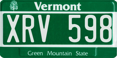 VT license plate XRV598