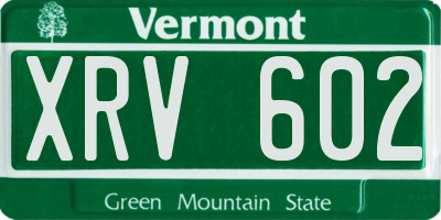 VT license plate XRV602
