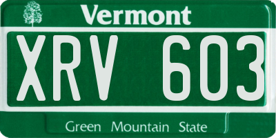 VT license plate XRV603
