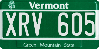 VT license plate XRV605