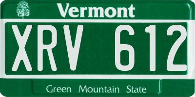 VT license plate XRV612