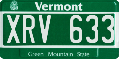 VT license plate XRV633