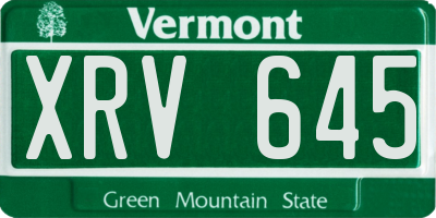 VT license plate XRV645