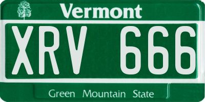 VT license plate XRV666