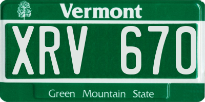 VT license plate XRV670