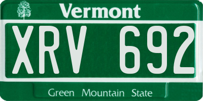 VT license plate XRV692