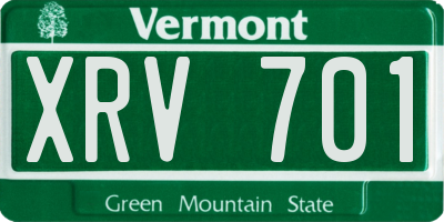 VT license plate XRV701