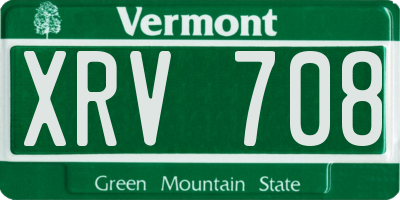 VT license plate XRV708