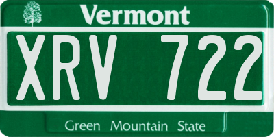 VT license plate XRV722