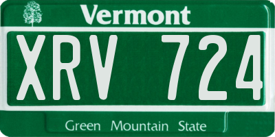 VT license plate XRV724