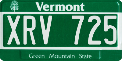 VT license plate XRV725