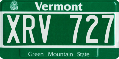 VT license plate XRV727