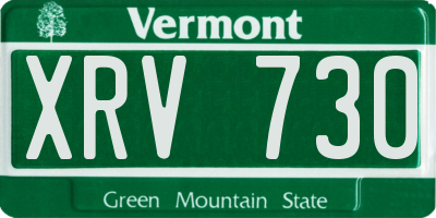VT license plate XRV730