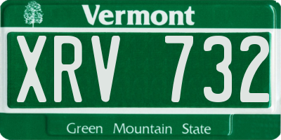 VT license plate XRV732