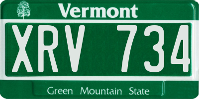 VT license plate XRV734