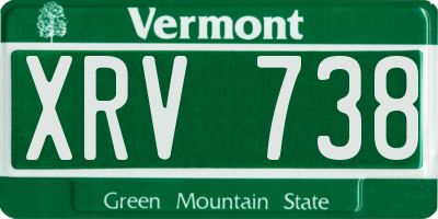 VT license plate XRV738