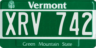 VT license plate XRV742