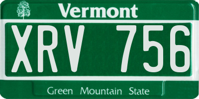 VT license plate XRV756