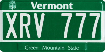 VT license plate XRV777