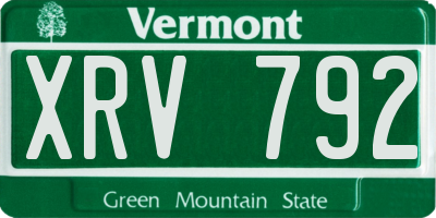VT license plate XRV792