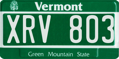VT license plate XRV803