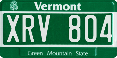 VT license plate XRV804