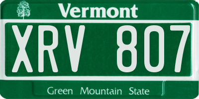 VT license plate XRV807