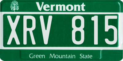 VT license plate XRV815