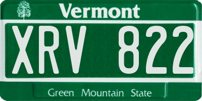 VT license plate XRV822