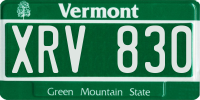 VT license plate XRV830