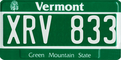 VT license plate XRV833