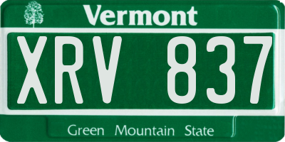 VT license plate XRV837