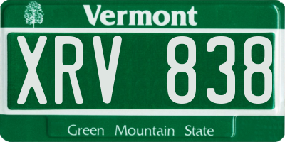 VT license plate XRV838