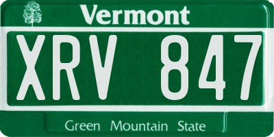 VT license plate XRV847