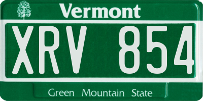 VT license plate XRV854