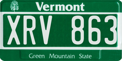 VT license plate XRV863