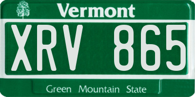 VT license plate XRV865