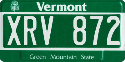 VT license plate XRV872