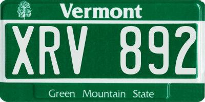 VT license plate XRV892